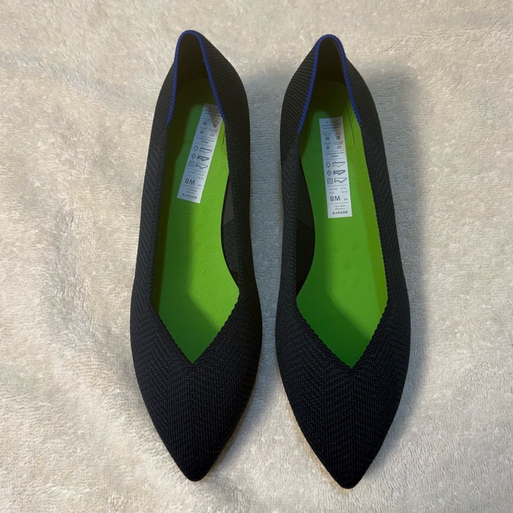 Rothy’s Blue-Toned The High Point Pointed-Toe Block Heels Size 8 - Picture 3 of 8